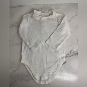 Janie and Jack LS Onesie with Adorable Collar. 12-18 Months. White.